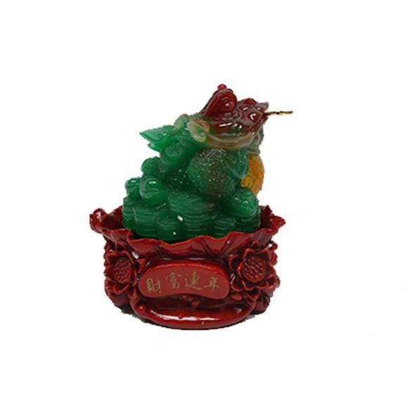 GREEN MONEY TOAD ON ROTATING BASE