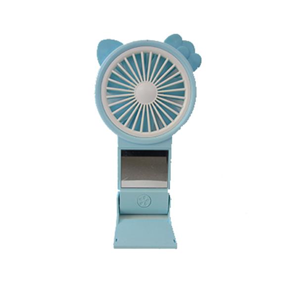 FOLDABLE PERSONAL MINI FAN BLUE (3 SPEED LEVEL, MIRROR,USB CHARGE)