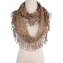 Load image into Gallery viewer, Fashion Lace Tassel Sheer Infinity Lightweight Scarf
