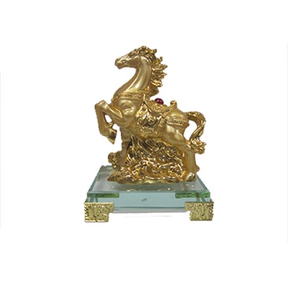 4.75″ GOLD HORSE W/ CRYSTAL BASE