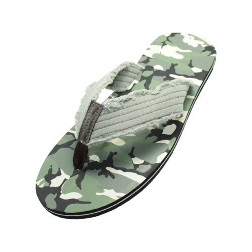 Wholesale Men's Green & Gray Camouflage Flip Flop Sandals