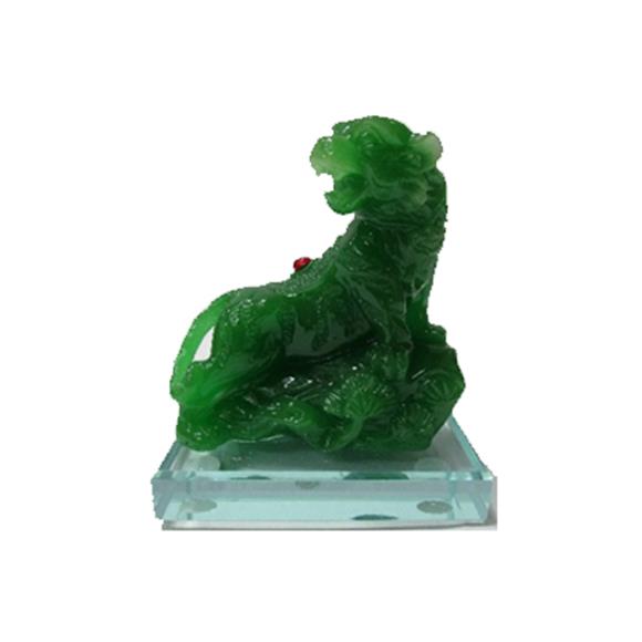GREEN TIGER ON CRYSTAL BASE