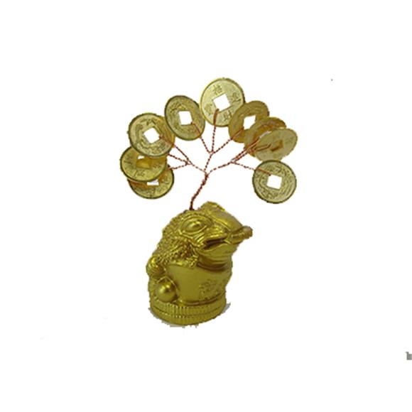 GOLD COIN TREE W/MONEY TOAD BASE
