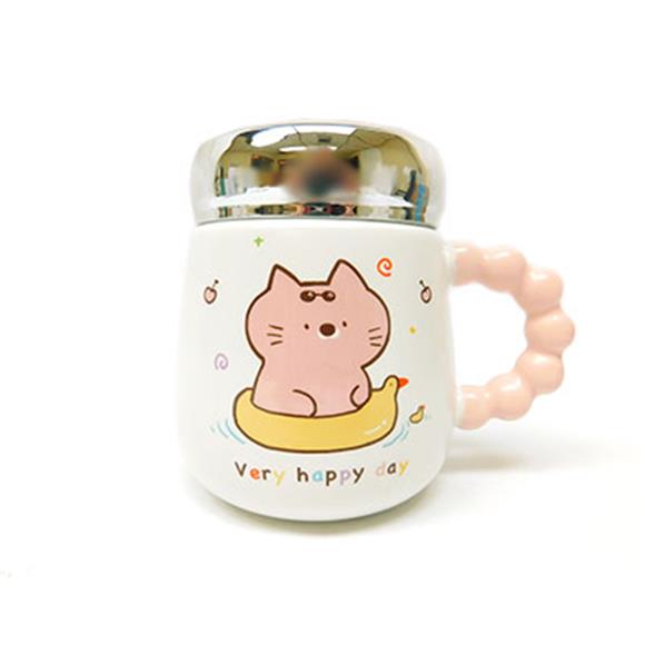 CERAMIC CAT CUP W/SCREW OFF LID