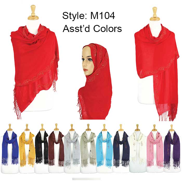Fashion Rhinestones Lightweight Scarves  (Sold by Dozen)