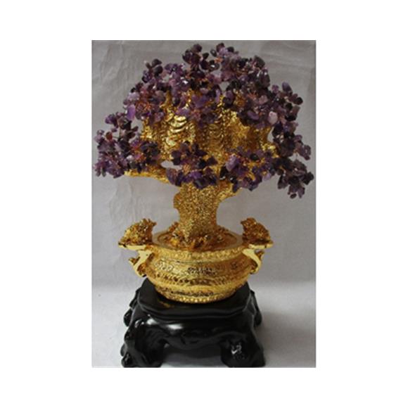 GOLD AMETHYST TREE W/MONEY TOADS
