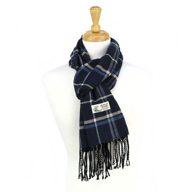 Plaid Cashmere Feel Scarf 12-pack Blue