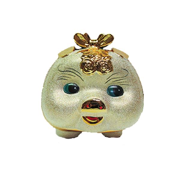 8″ CERAMIC GOLD PIG BANK