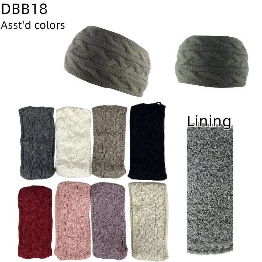 12-pack Women's Cable Knitted Fuzzy Lined Warm Headbands
