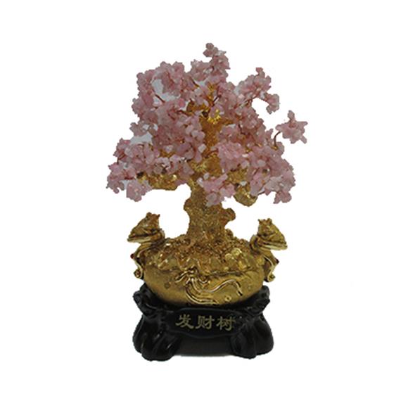 PINK QUARTZ TREE W/ MONEY TOADS