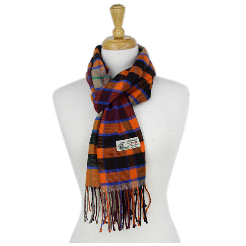 Checkers Cashmere Feel Scarf 12-pack Orange/purple/blk
