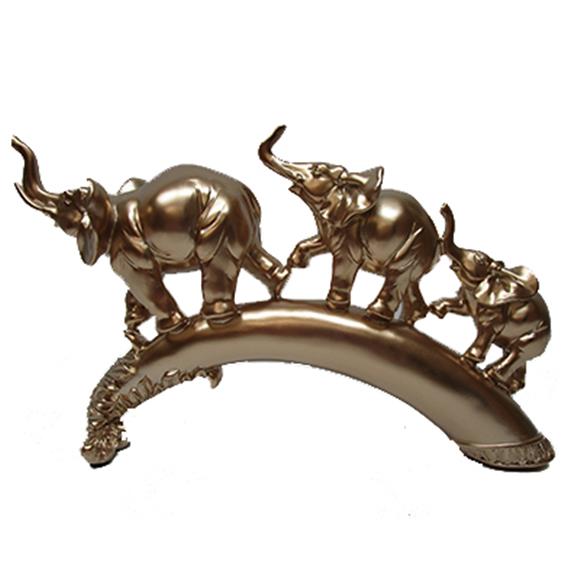 3 GOLD ELEPHANTS ON BRIDGE