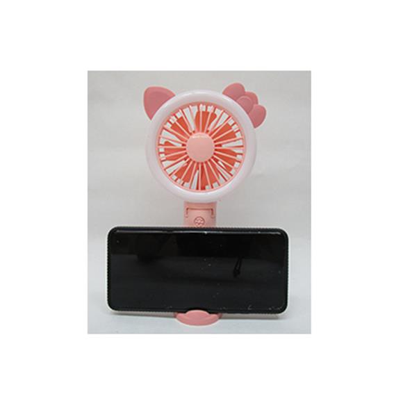 FOLDABLE PERSONAL MINI FAN PINK (3 SPEED LEVELS, LIGHT, REMOVABLE BASE, PHONE HOLDER,USB CHARGE)