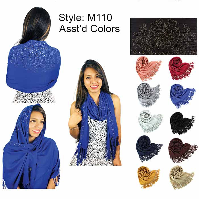 Fashion Rhinestones Lightweight Scarves  (Sold by Dozen)