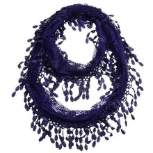 Load image into Gallery viewer, Fashion Lace Tassel Sheer Infinity Lightweight Scarf

