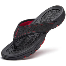 Load image into Gallery viewer, Mens Thong Sandals Indoor And Outdoor Beach Flip Flop Black/Red (Size 15)
