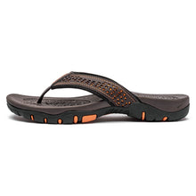 Load image into Gallery viewer, Mens Thong Sandals Indoor And Outdoor Beach Flip Flop Brown/Orange (Size 14)
