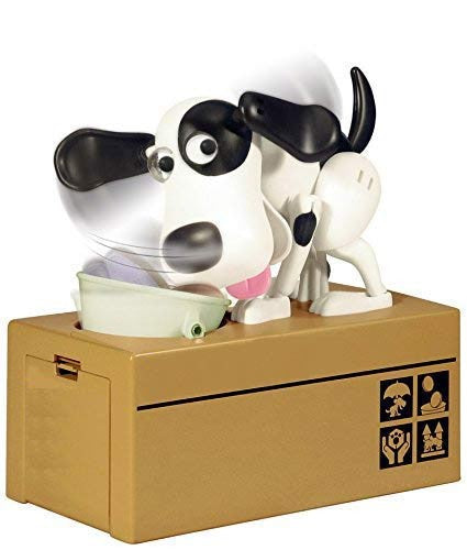 My Dog Piggy Bank - Robotic Coin Munching Toy Money Box (White With Black Spot)   (available for purchase in increments of 1)