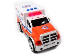 Load image into Gallery viewer, 3-In-1 Emergency Vehicle Toy PlaySet For Kids (Fire Truck, Police Car, Ambulance)
