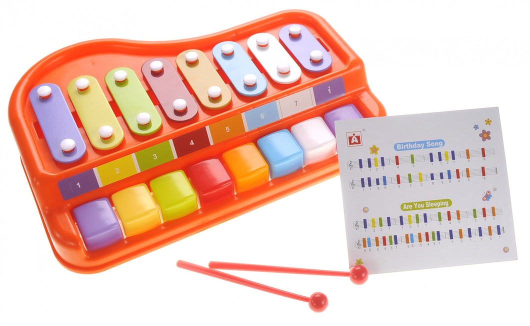 2 In 1 Xylophone/Piano With Music Sheet Songbook