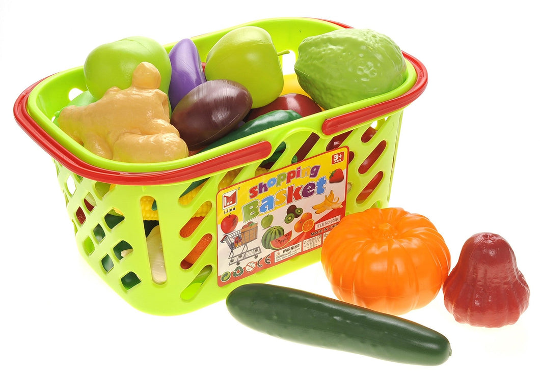 Fruits And Vegetables Shopping Basket Grocery Play Food Set For Kids  (available for purchase in increments of 1)