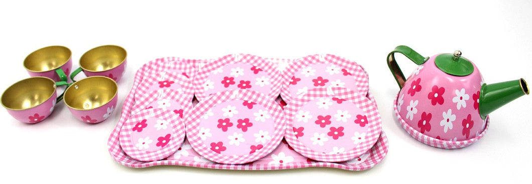 Metal Teapot And Cups Kitchen Playset (Flower)  (available for purchase in increments of 1)