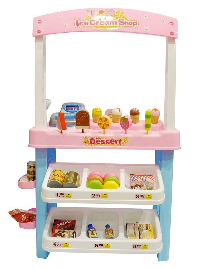 Ice Cream Shop 47 Piece Luxury Grocery Supermarket Pretend Playset (Pink)