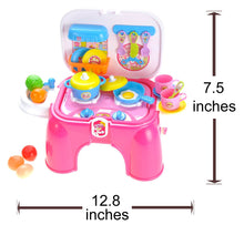 Load image into Gallery viewer, Portable Kids Kitchen Cooking Set Toy With Lights And Sounds, Folds Into Stepstool
