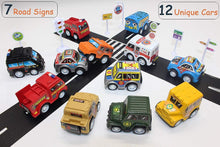 Load image into Gallery viewer, 12 Piece Pull Back And Go Toy Cars With Road Signs (available for purchase in increments of 1)
