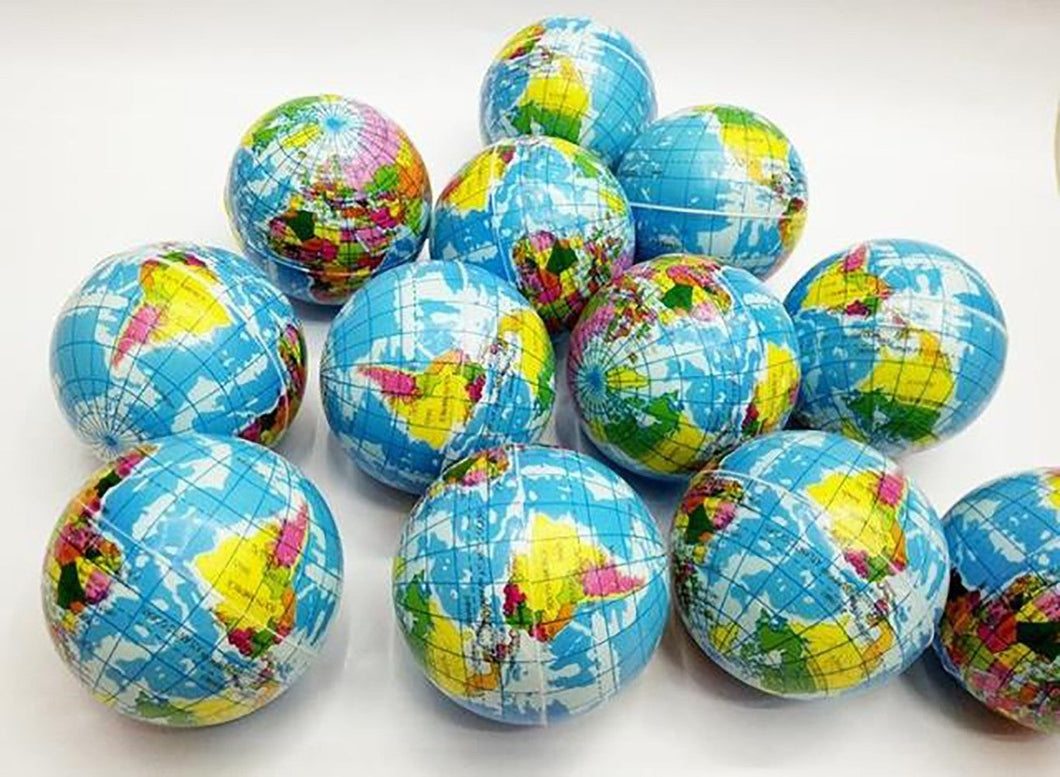 Mini Planet Earth Soft Foam Stress Balls (24 Balls Per Box)  (available for purchase in increments of 1)