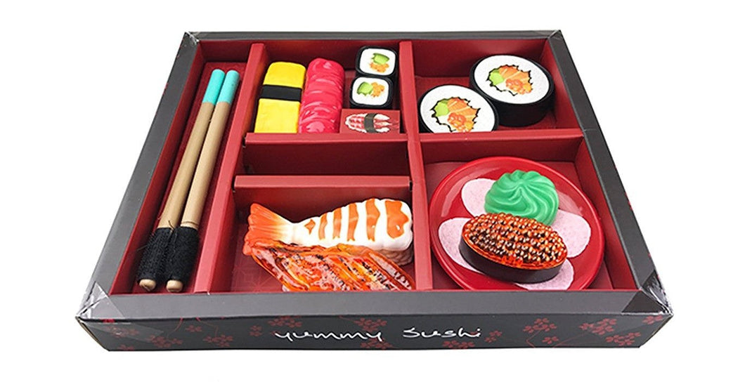 Japanese Sushi Dinner Bento Box Pretend Play Cutting Food Set 21pcs  (available for purchase in increments of 1)