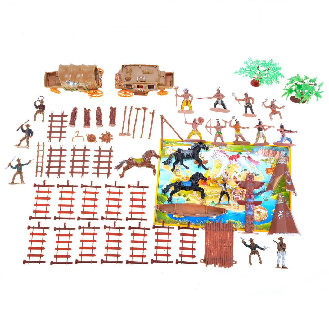 Wild West Native American Indians And Cowboy Playset  (available for purchase in increments of 1)