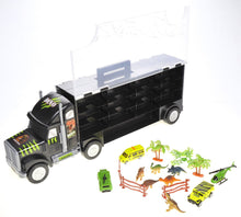 Load image into Gallery viewer, 22&quot; Transport Dinosaurs Car Carrier Truck Toy Includes Dinosaur Toys, Cars And Helicopter
