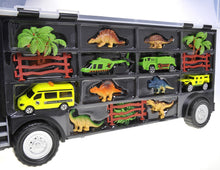 Load image into Gallery viewer, 22&quot; Transport Dinosaurs Car Carrier Truck Toy Includes Dinosaur Toys, Cars And Helicopter
