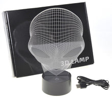 Load image into Gallery viewer, 3D Illusion Grow LED Alien Shapes Lamp 7 Colors USB Power

